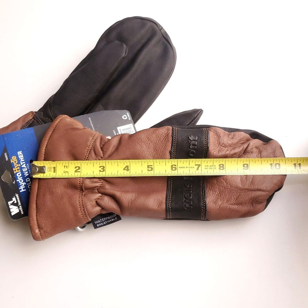 Wells Lamont Hydrahyde Full Finger Glove Mittens XL (Fit smaller) Leather Brown - Picture 7 of 12